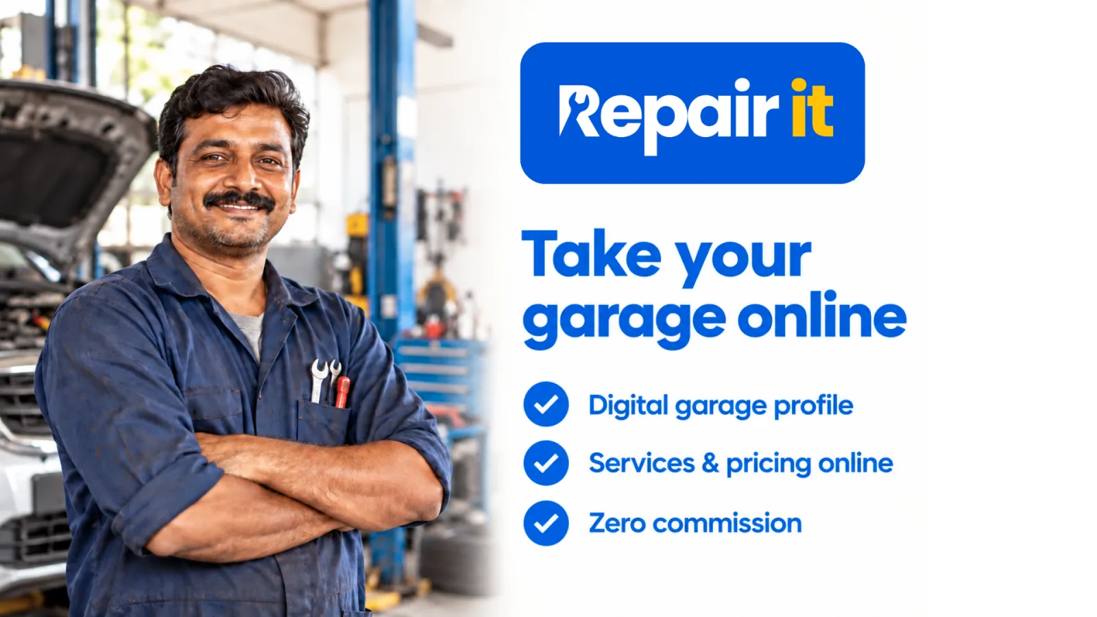 Mechanic servicing a vehicle inside a garage