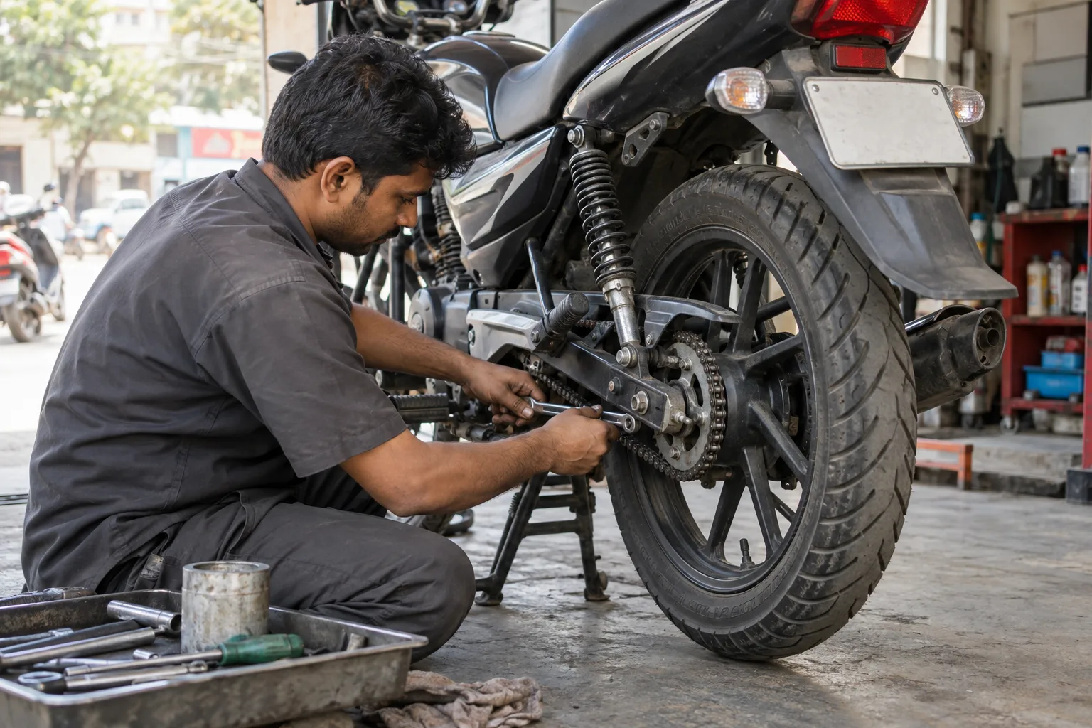 Chain, brake and tyre inspections help identify maintenance needs.
