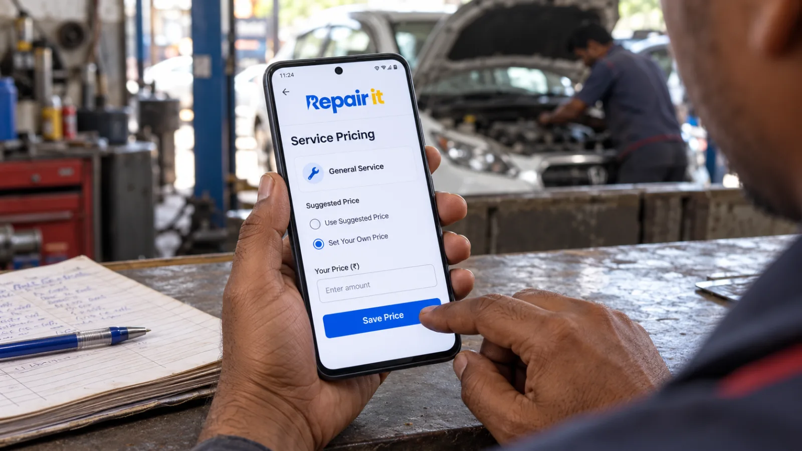 Garage setting service pricing on Repair It Partner