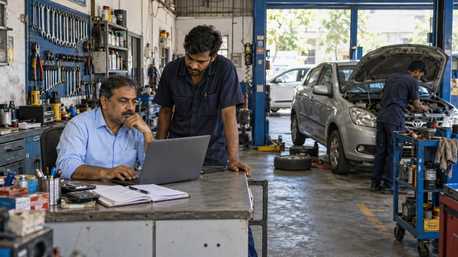Garage owner managing services through Repair It Partner