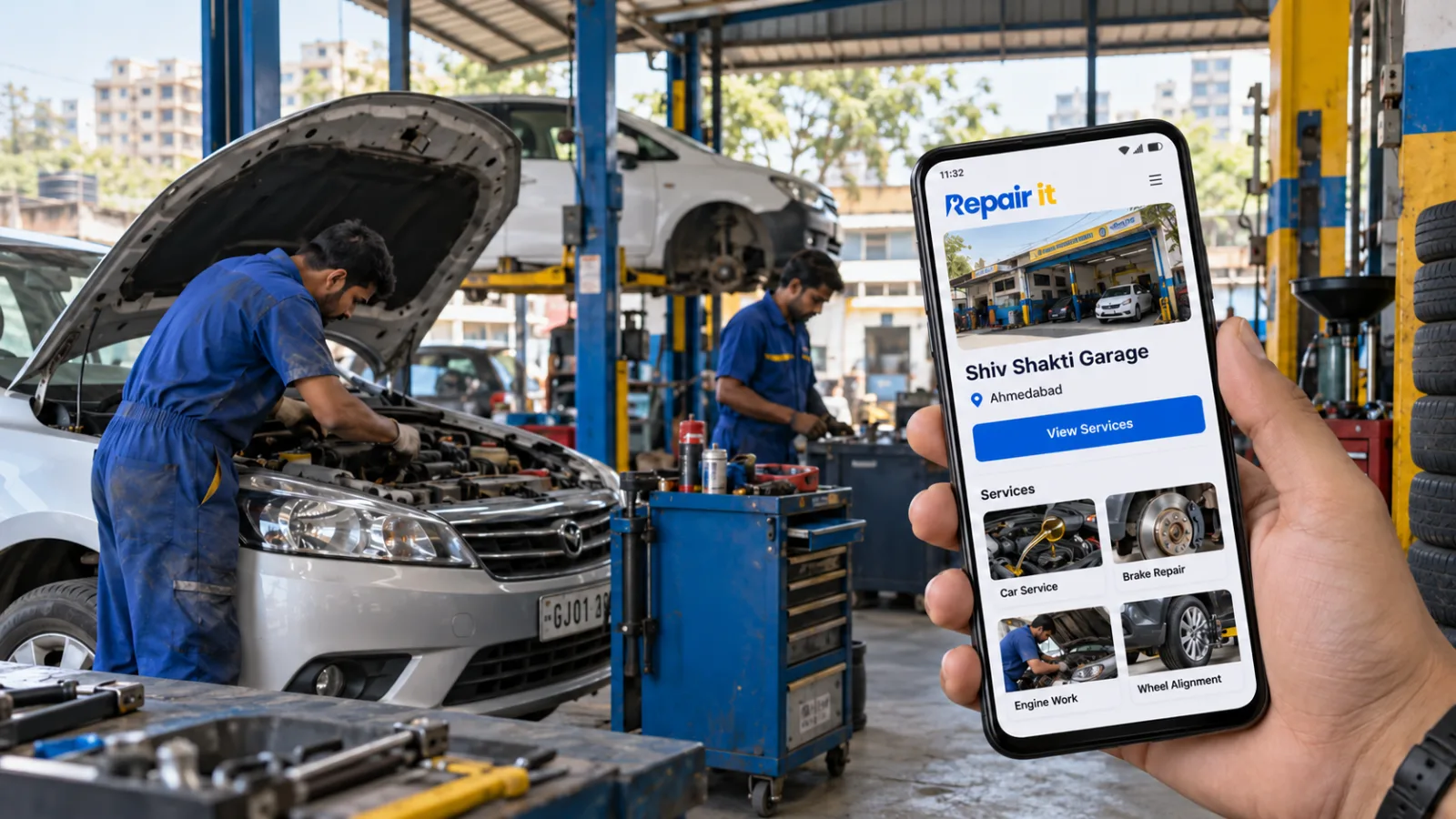 Repair It garage profile showing services and pricing