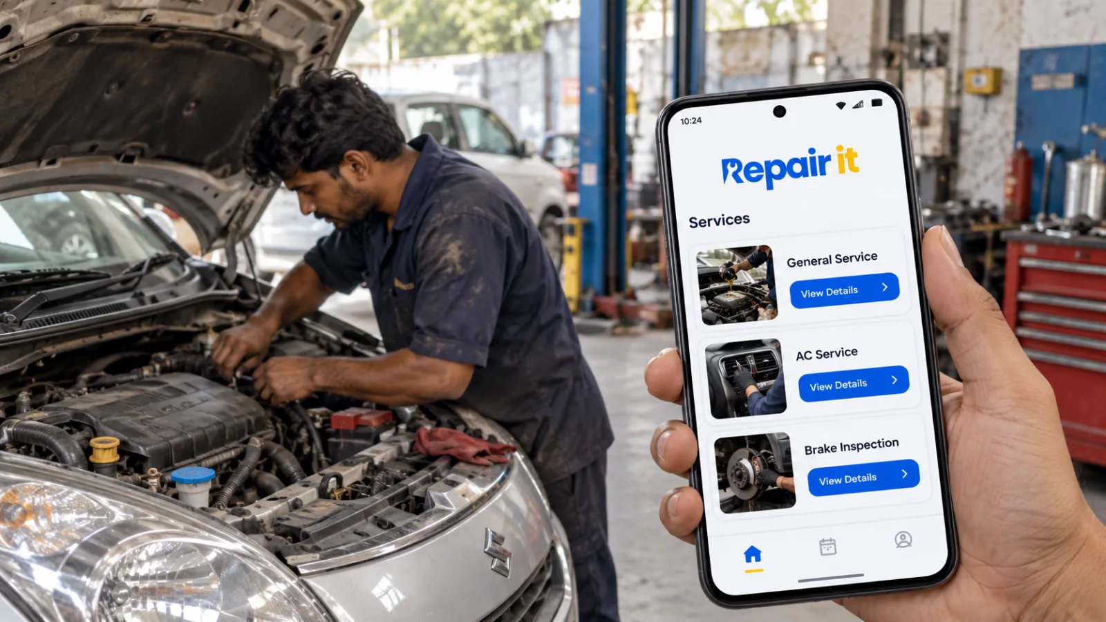 Garage services and pricing listed on Repair It